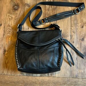 The Sak Black Pebbled Leather Crossbody Bag with Stud Accents